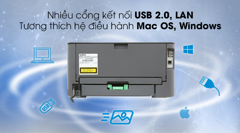 Máy in laser Brother HL L2361DN - Kết nối USB, LAN